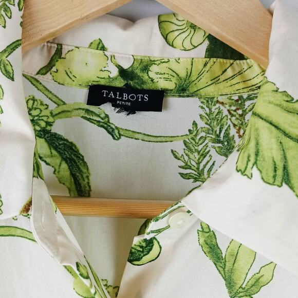 Talbots Petites SZ M Modern Poplin Smocked Midi Dress In Branching Floral - Picture 7 of 10